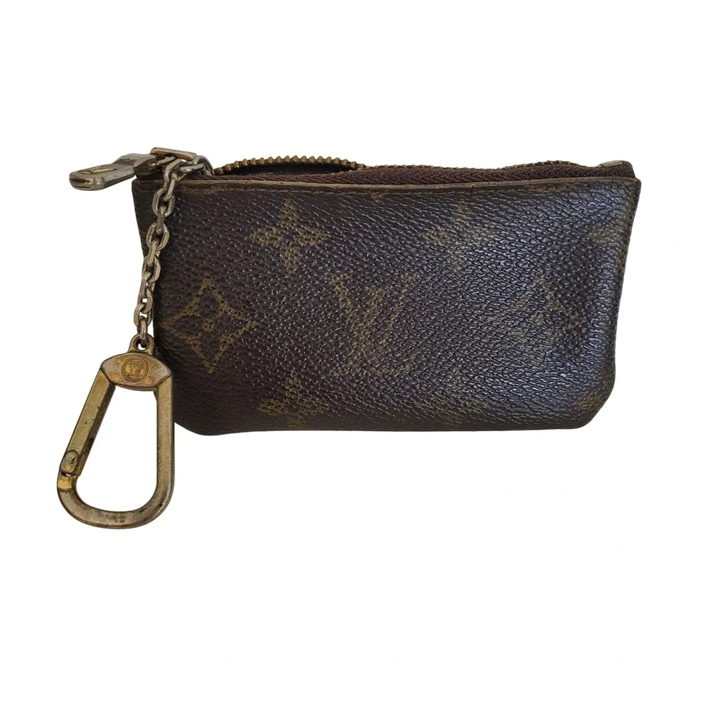 Louis Vuitton Monogram Pochette Cles Key Pouch Brown Canvas Coin Purse Zippy